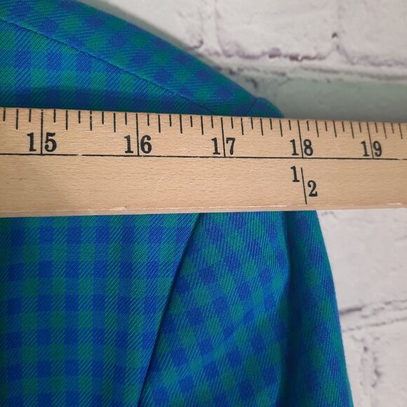 Vintage Pendleton Turquoise Blue Houndstooth Single Button Blazer - Picture 11 of 13